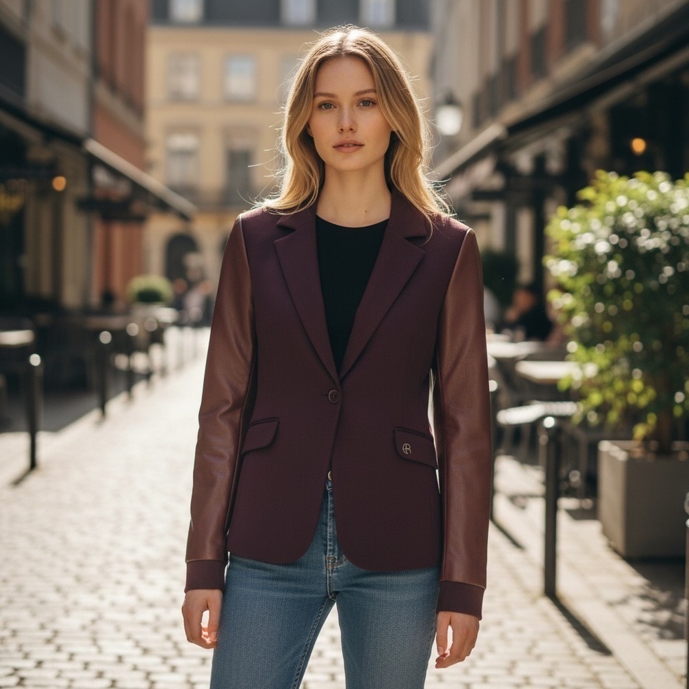 NWT Elias Rumelis Alice Blazer size XS burgundy